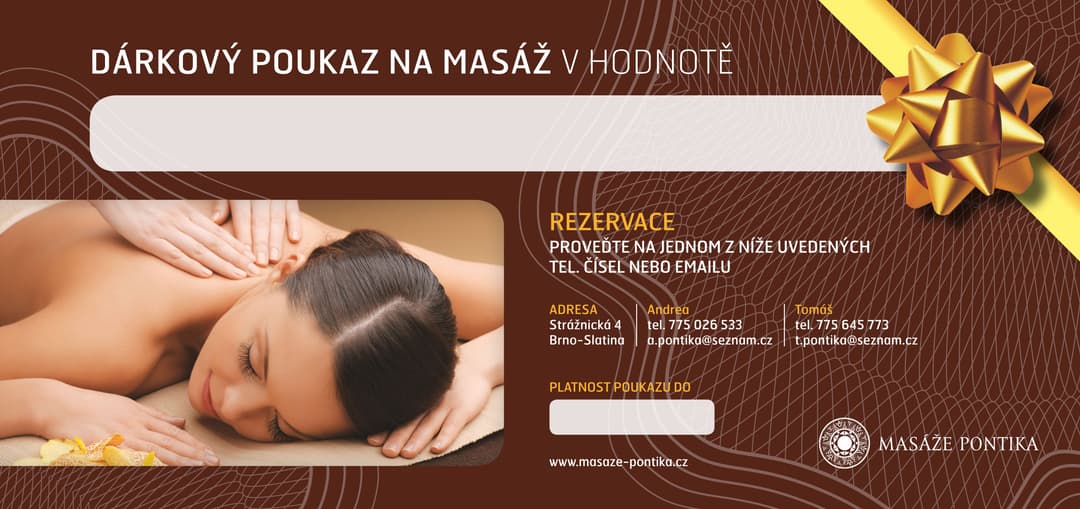 Dárkový poukaz na libovolnou částku — Masáže Pontika